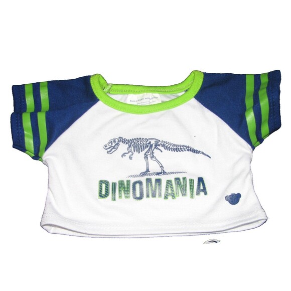 Build a Bear Shorts & Shirt Set Dinomania Dinosaur Blue White - Picture 2 of 4